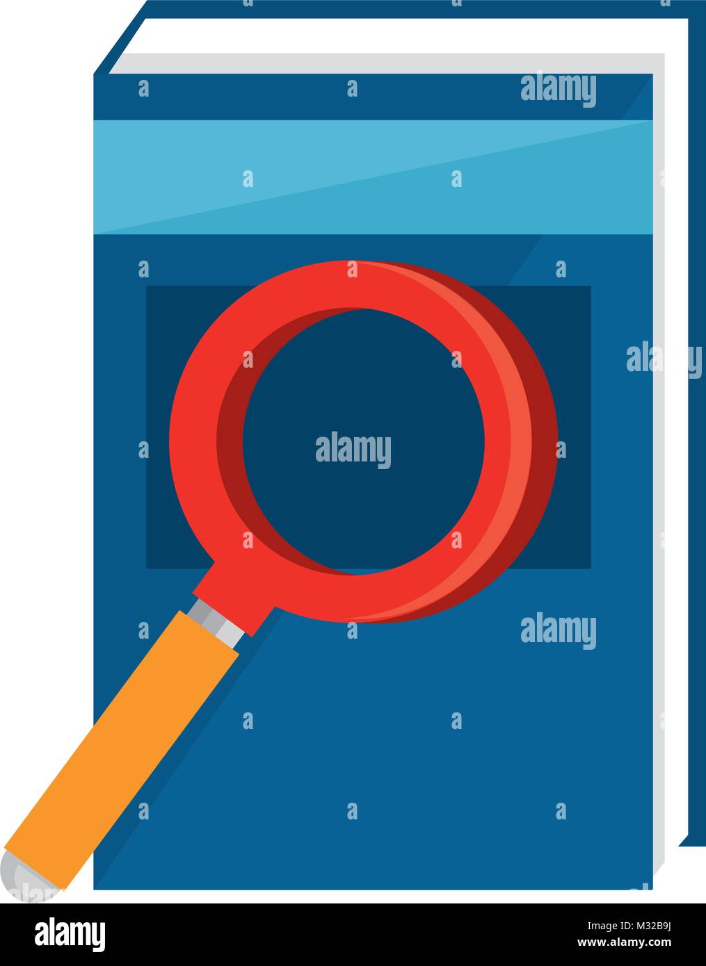 text book with magnifying glass Stock Vector Image & Art - Alamy