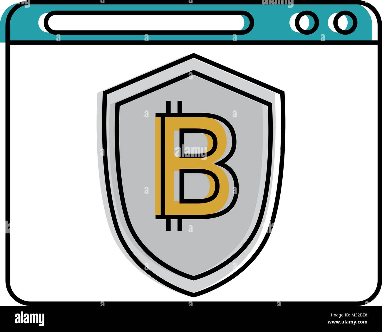 template with shield and bitcoin icon Stock Vector Image & Art - Alamy