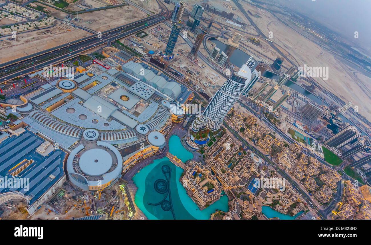 Aerial view of Downtown Dubai at the sunset Stock Photo - Alamy