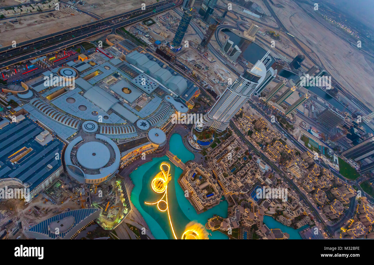 Aerial view of Downtown Dubai at the sunset Stock Photo - Alamy
