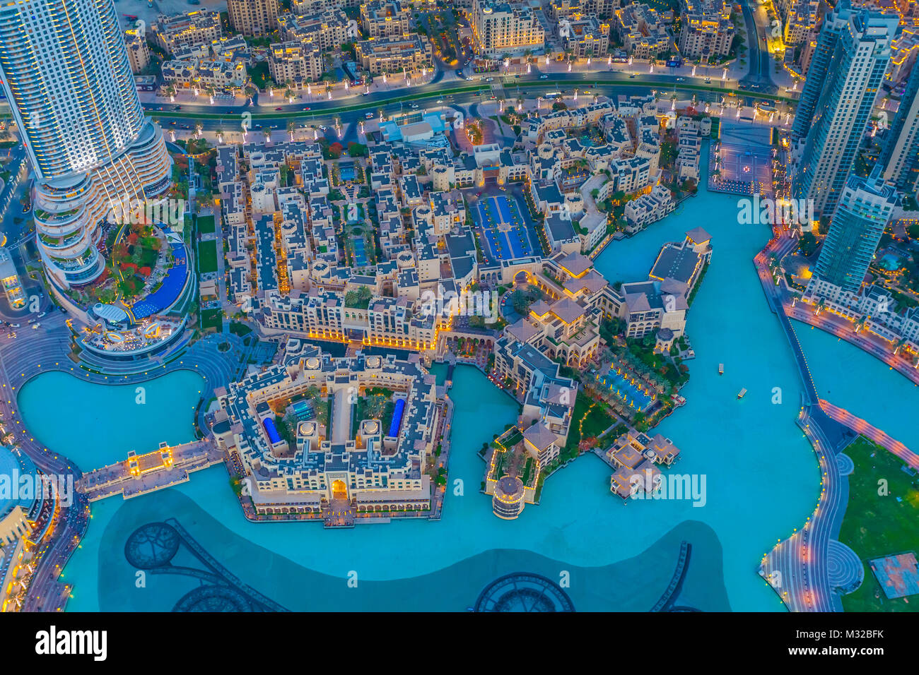 Aerial view of Downtown Dubai at the sunset Stock Photo - Alamy