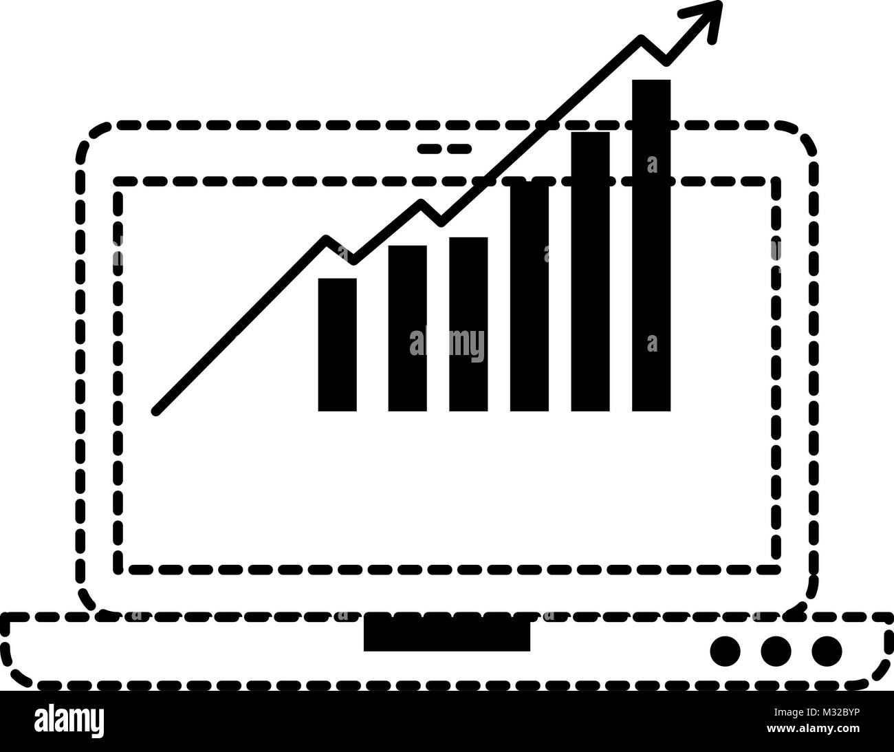 laptop computer with statistics bars Stock Vector Image & Art - Alamy