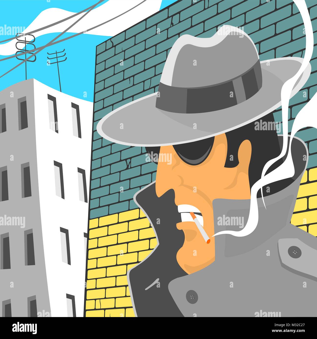 spy cigarette Spy In Hat With Cigarette Stock Vector Image & Art