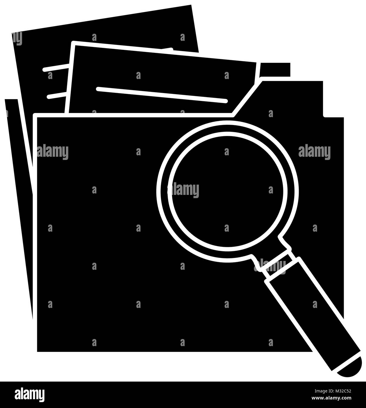 Magnifying glass folder paper Black and White Stock Photos & Images - Alamy