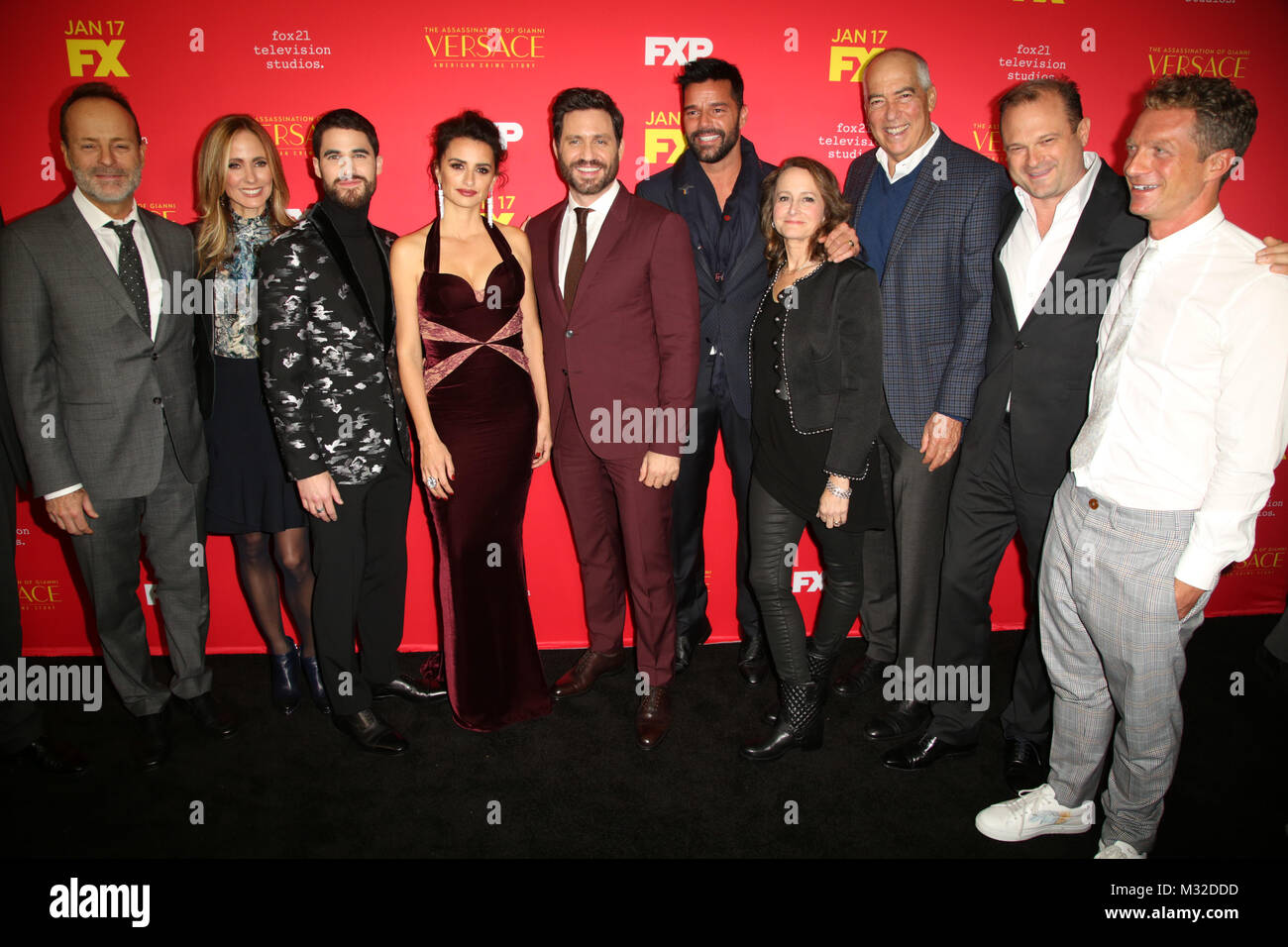 Celebrities attend FX’s 'The Assassination of Gianni Versace: American Crime Story' Premiere at ArcLight Hollywood.  Featuring: Peter Rice, John Landgraf, Dana Walden, Darren Criss, Penelope Cruz, Edgar Ramirez, Ricky Martin, Nina Jacobson and Gary Newman Where: Los Angeles, California, United States When: 09 Jan 2018 Credit: Brian To/WENN.com Stock Photo