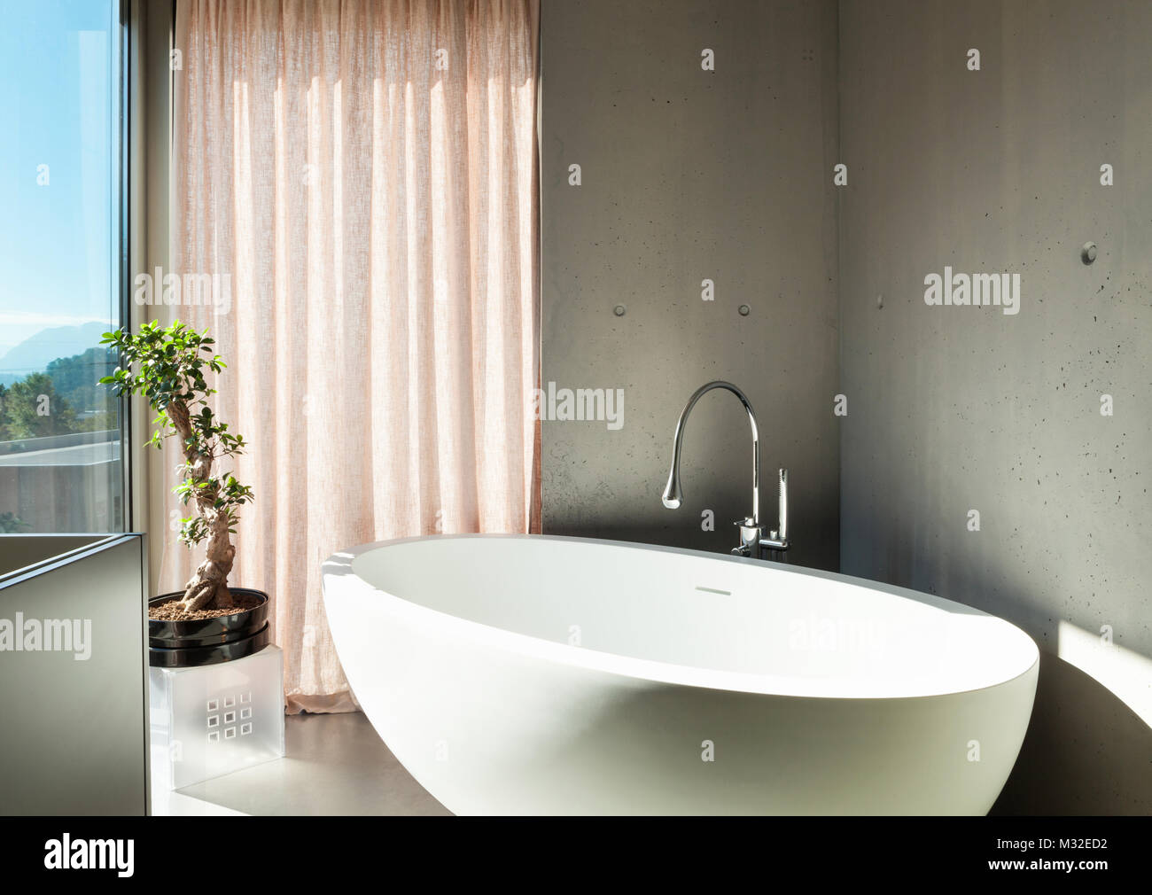 Modern house, detail bathroom, ceramic bathtub Stock Photo Alamy
