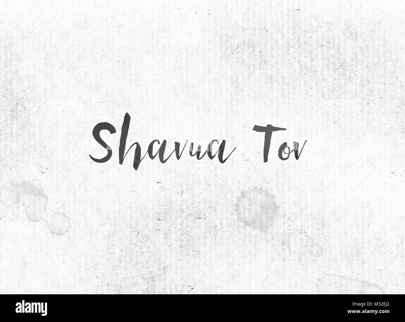 The words Shavua Tov concept and theme painted in black ink on a ...