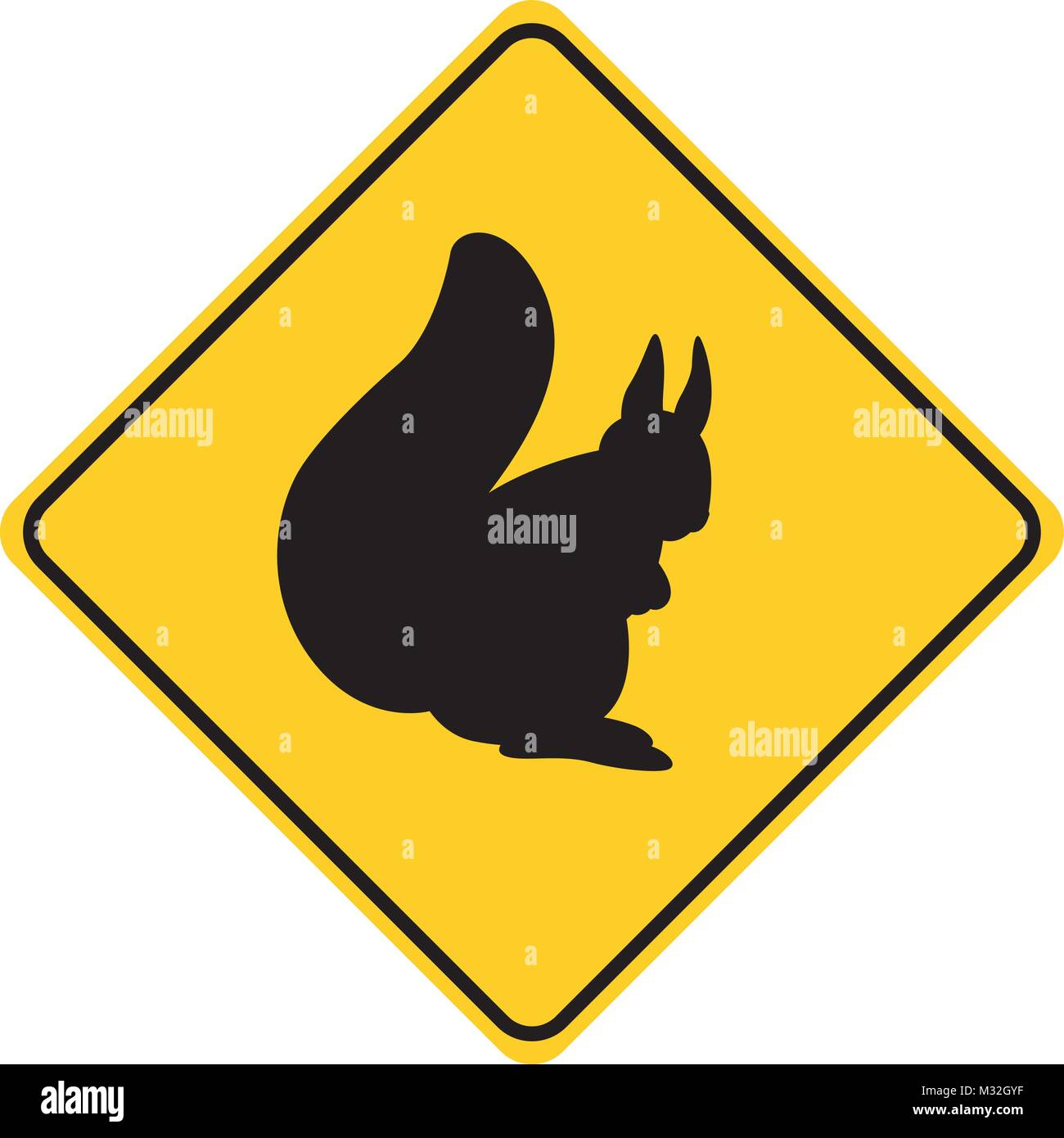 Squirrel warning sign caution Stock Vector Images Alamy