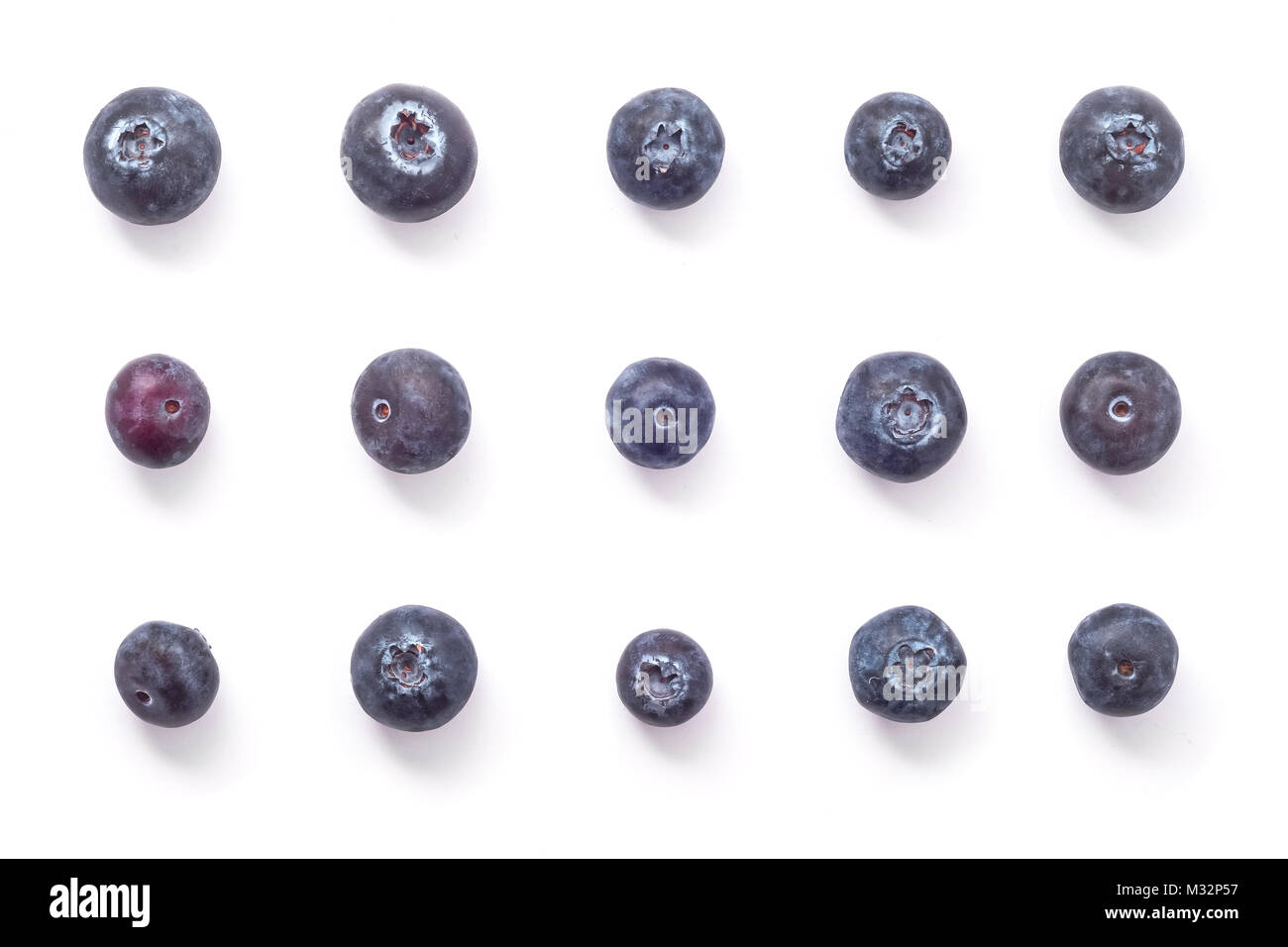 group of blueberries arranged in formation Stock Photo