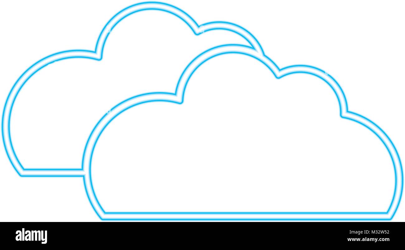 color silhouette nature clouds weather in the sky icon Stock Vector ...
