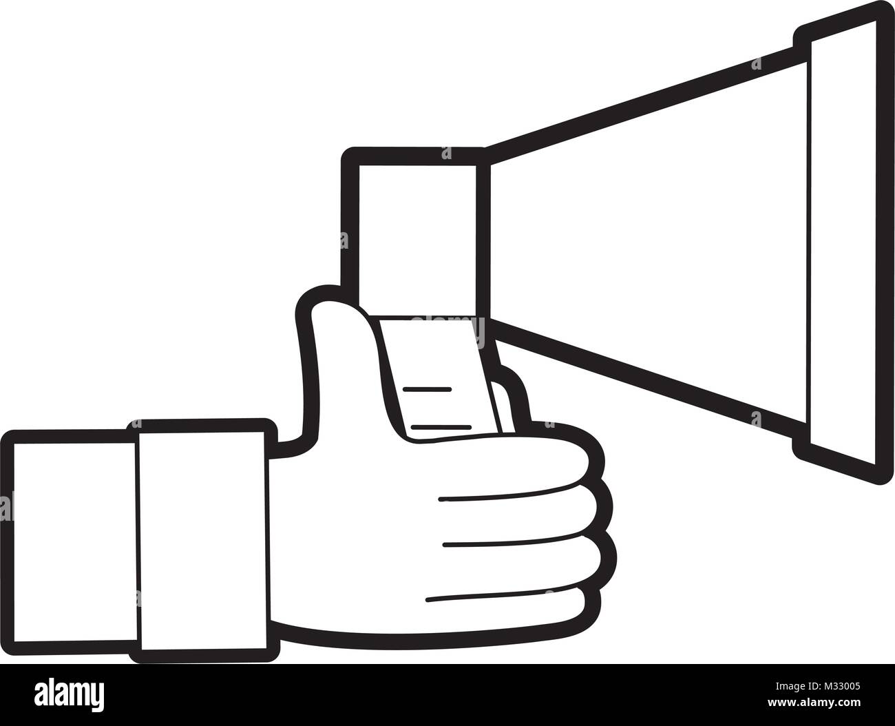 line man hand with megaphone speaker message Stock Vector Image & Art ...