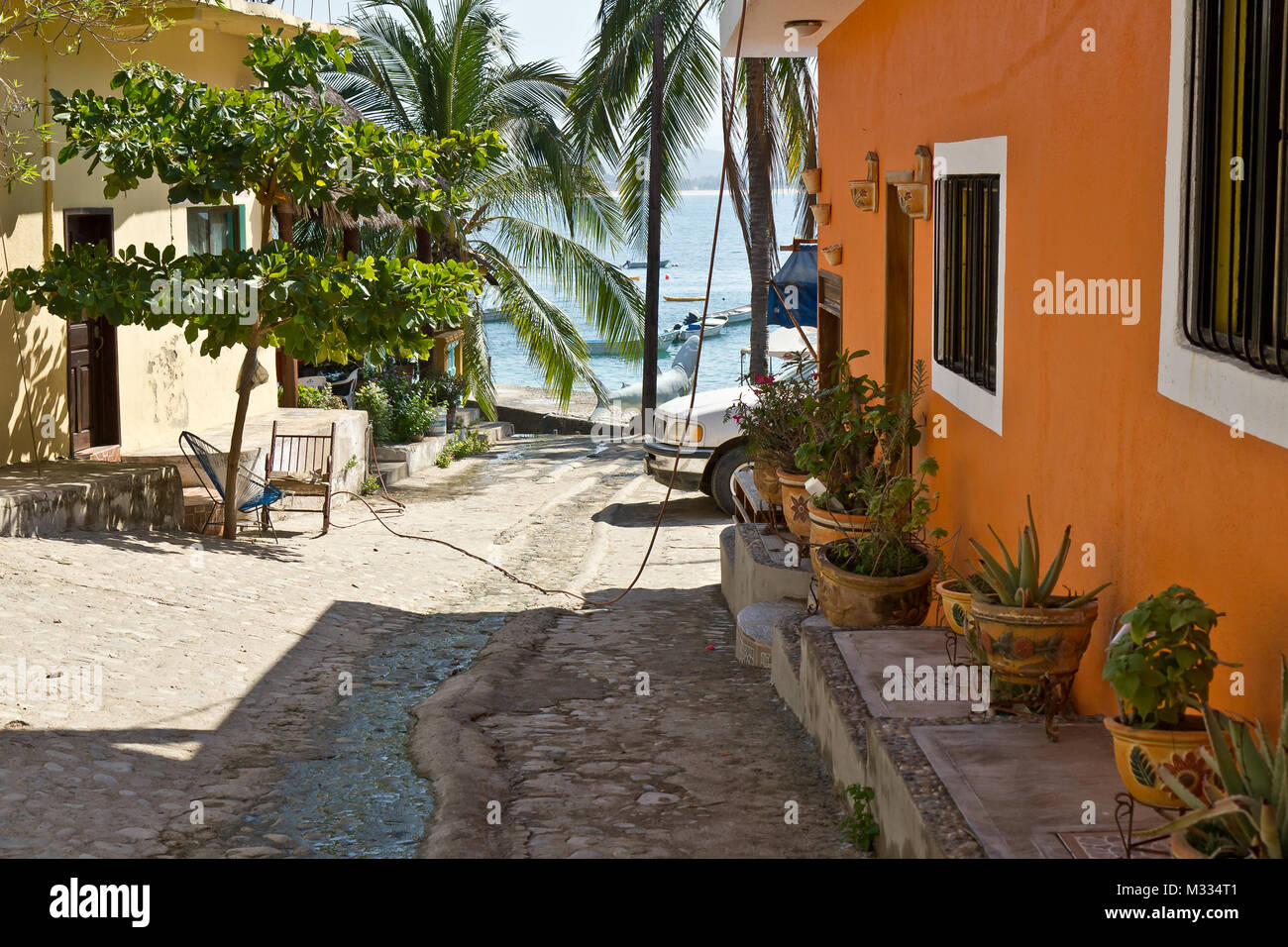 Houses in Tehuamixtle, Mexico Stock Photo