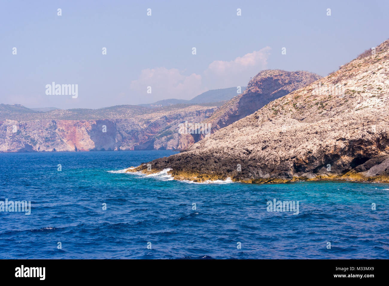 Beautiful sea landscapes on Zakynthos Island in Greece Stock Photo