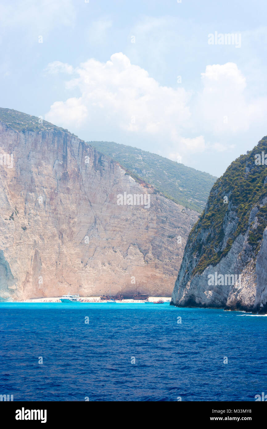 Amazing landscape  of Navagio beach on Zakynthos island in Greece, Europe Stock Photo