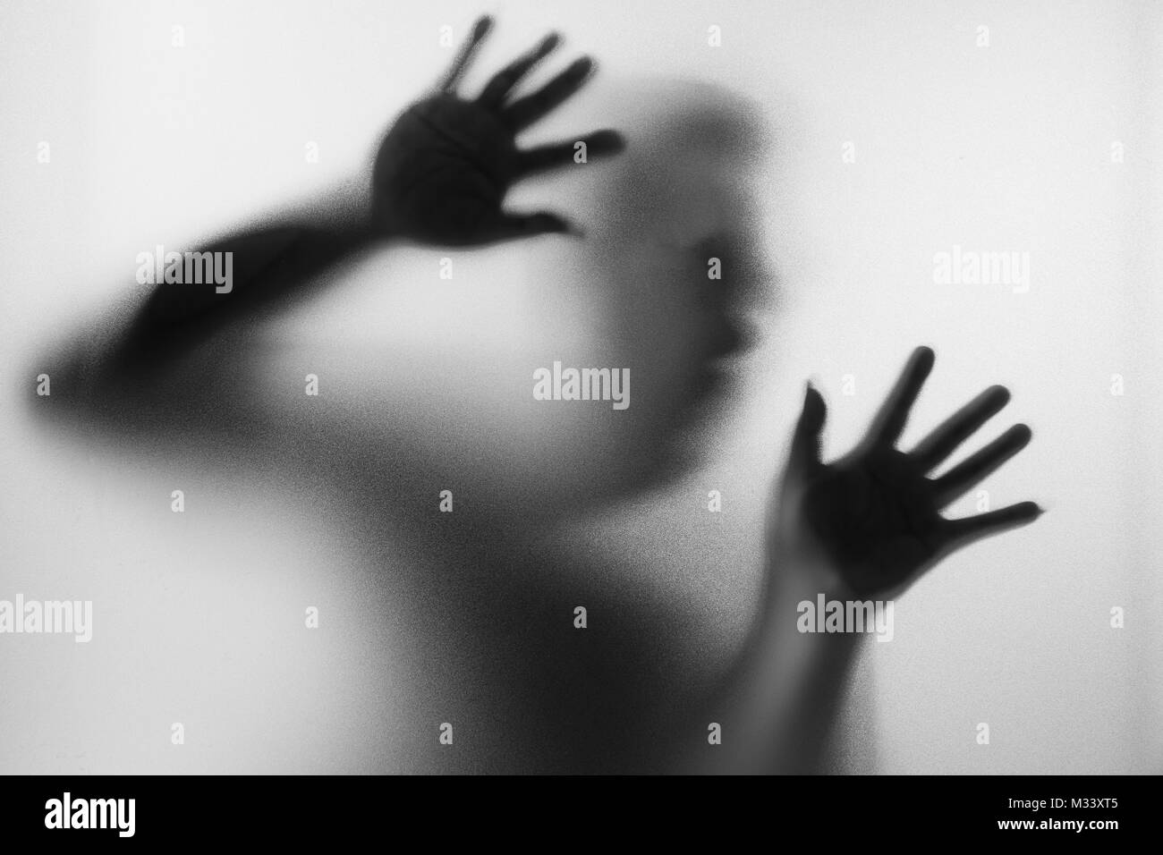 Scary girl at window Black and White Stock Photos & Images - Alamy