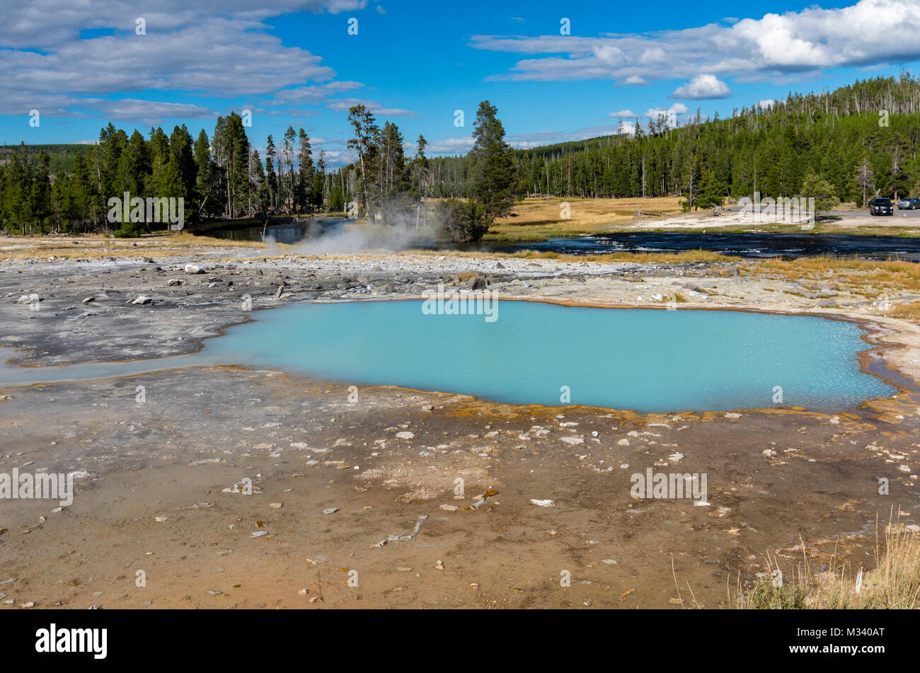 Black Opal Pool in Biscuit Basin.  Yellowstone National Park, Wyoming, USA Stock Photo