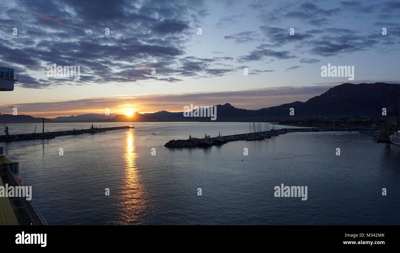 Palermo, Sicily, Italy - cruising in the port, Winter morning Stock Photo