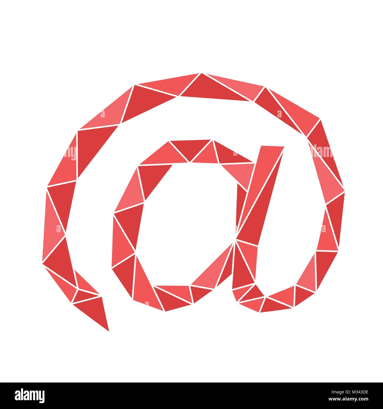 Red polygon at sign of email. Stock Vector