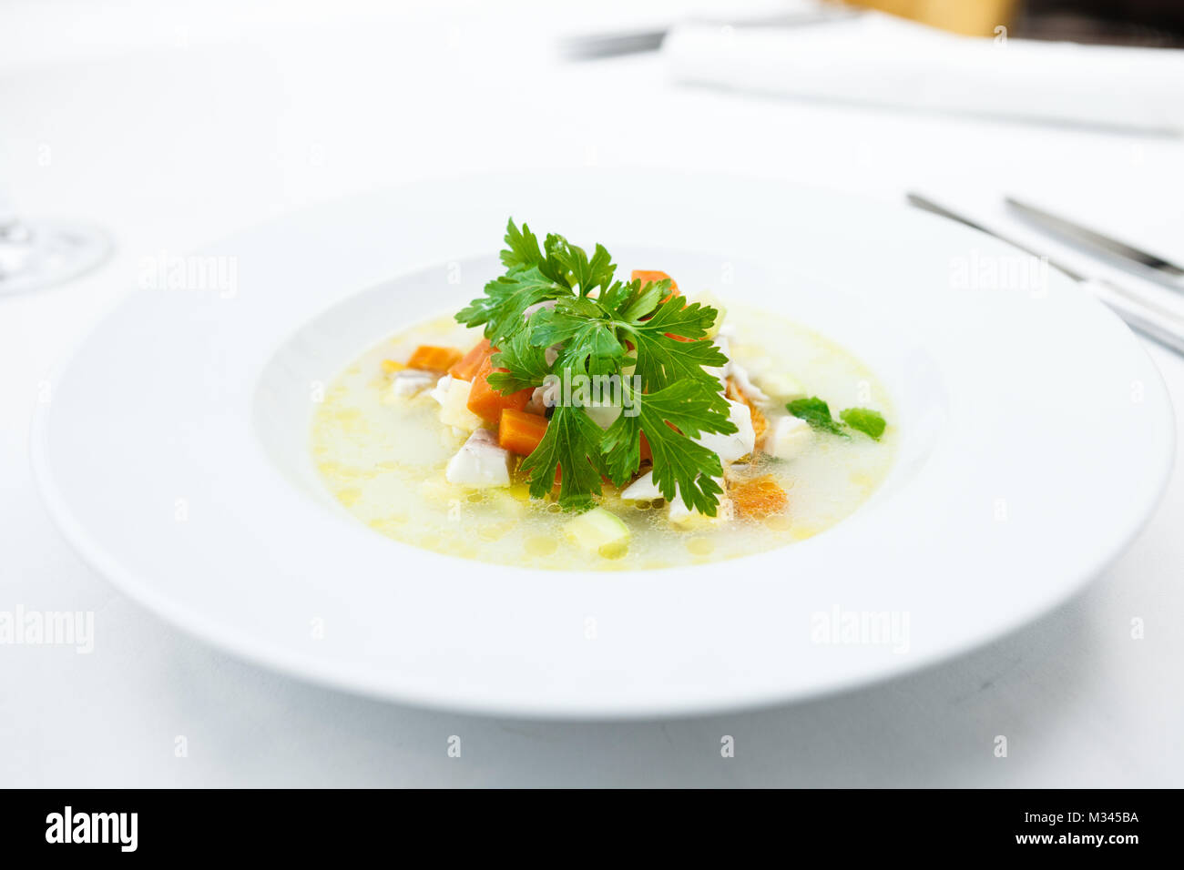 Broth fish soup Stock Photo Alamy