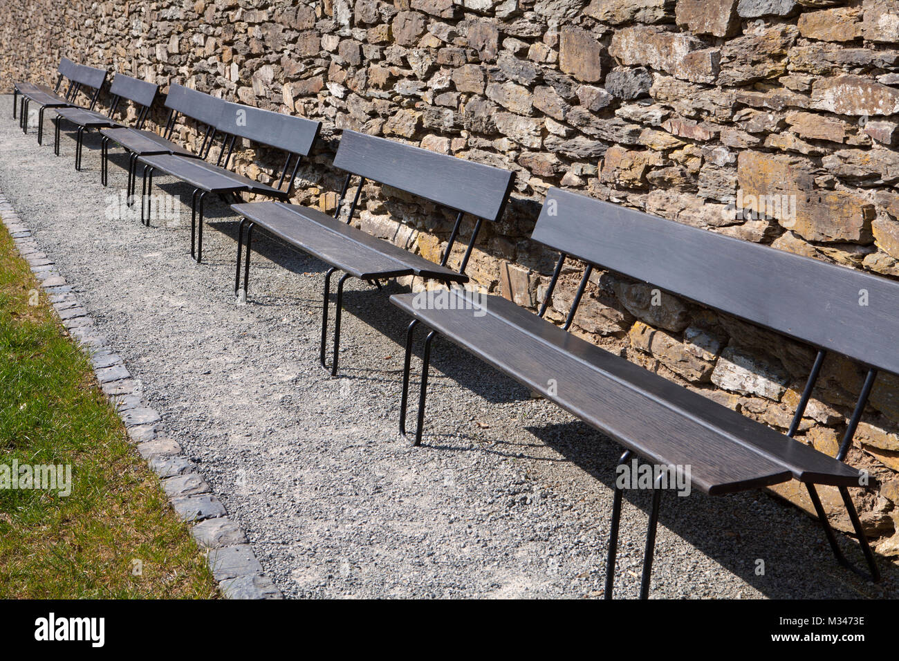 Empty Park benches, Germany Stock Photo