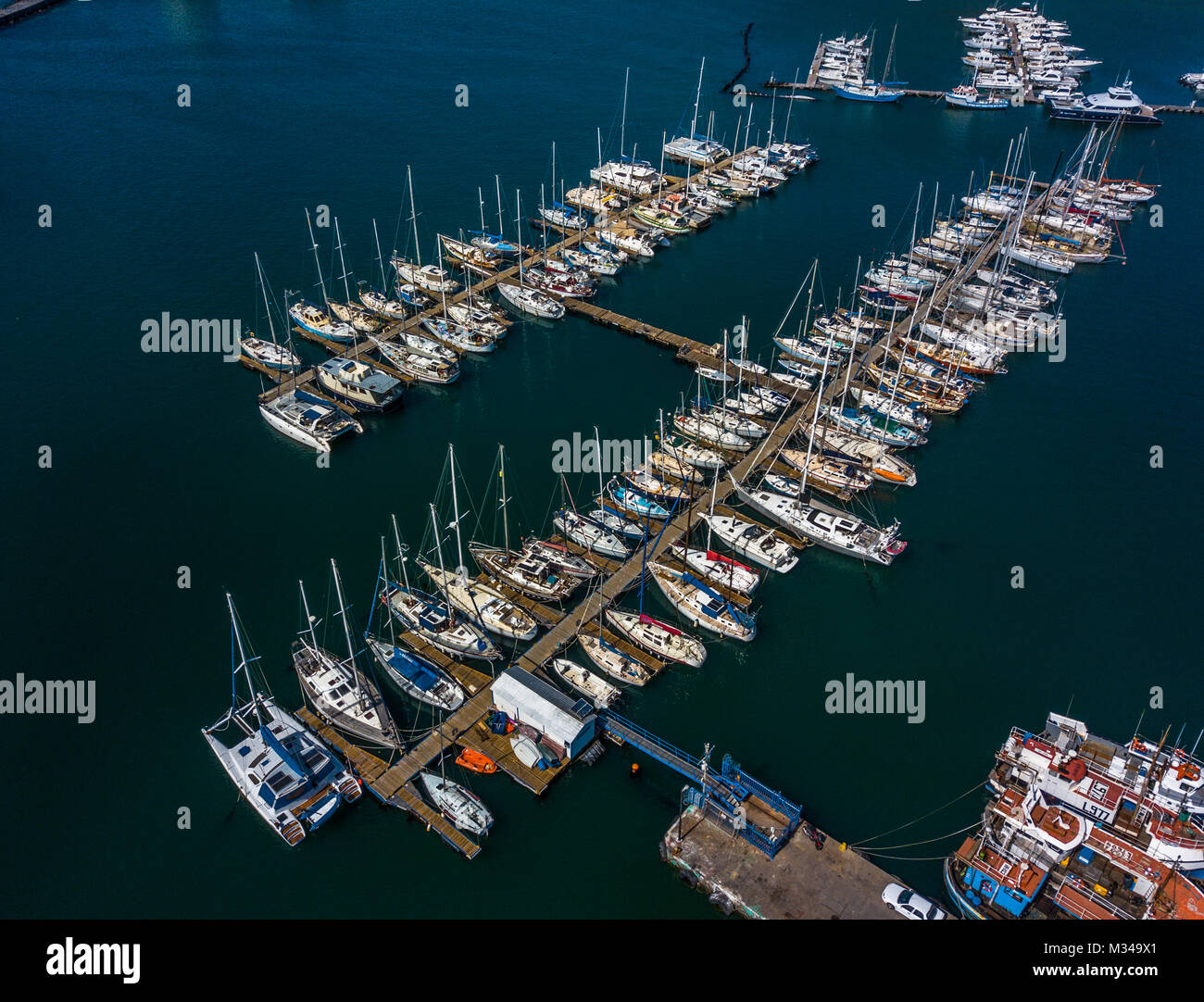 Floating jetty at a yacht basin near Cape Town, South Africa Stock