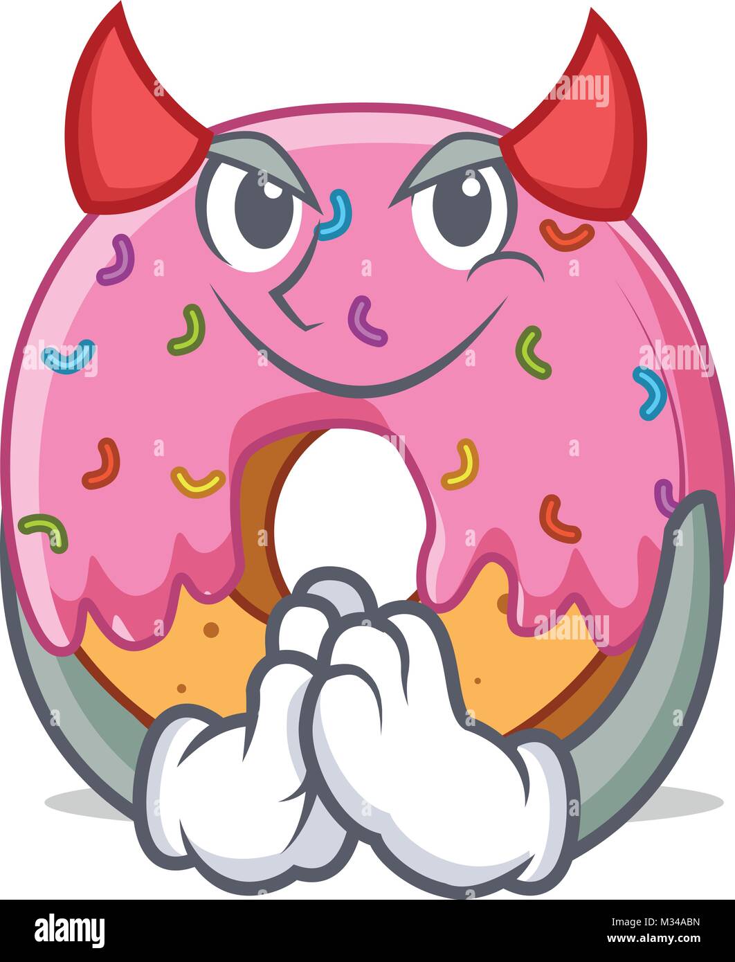 Devil Donut mascot cartoon style Stock Vector