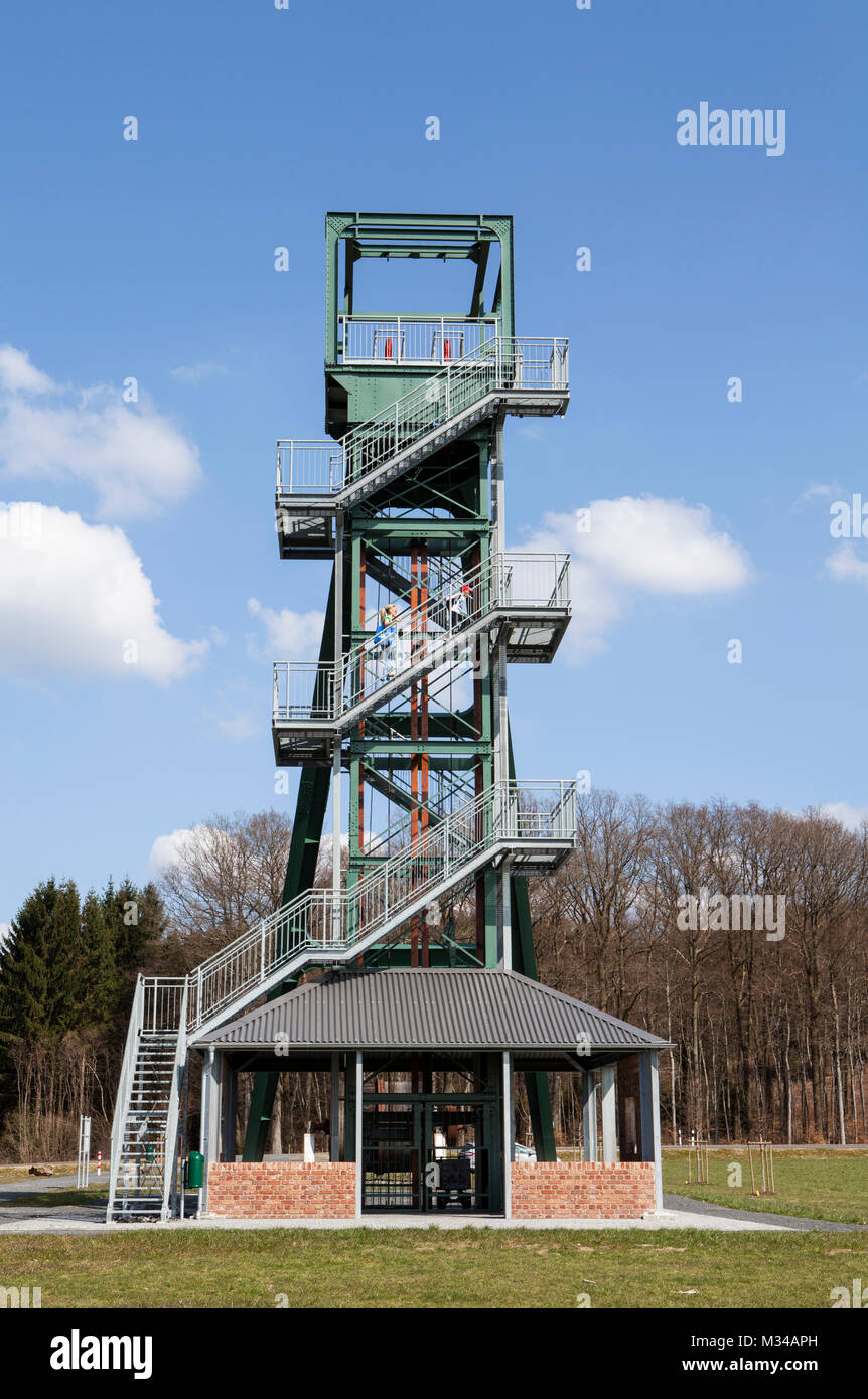 The Barbaraturm tower, historical shaft tower, Steinberger Höhe, Malberg, Rhineland-Palatinate, Germany Stock Photo
