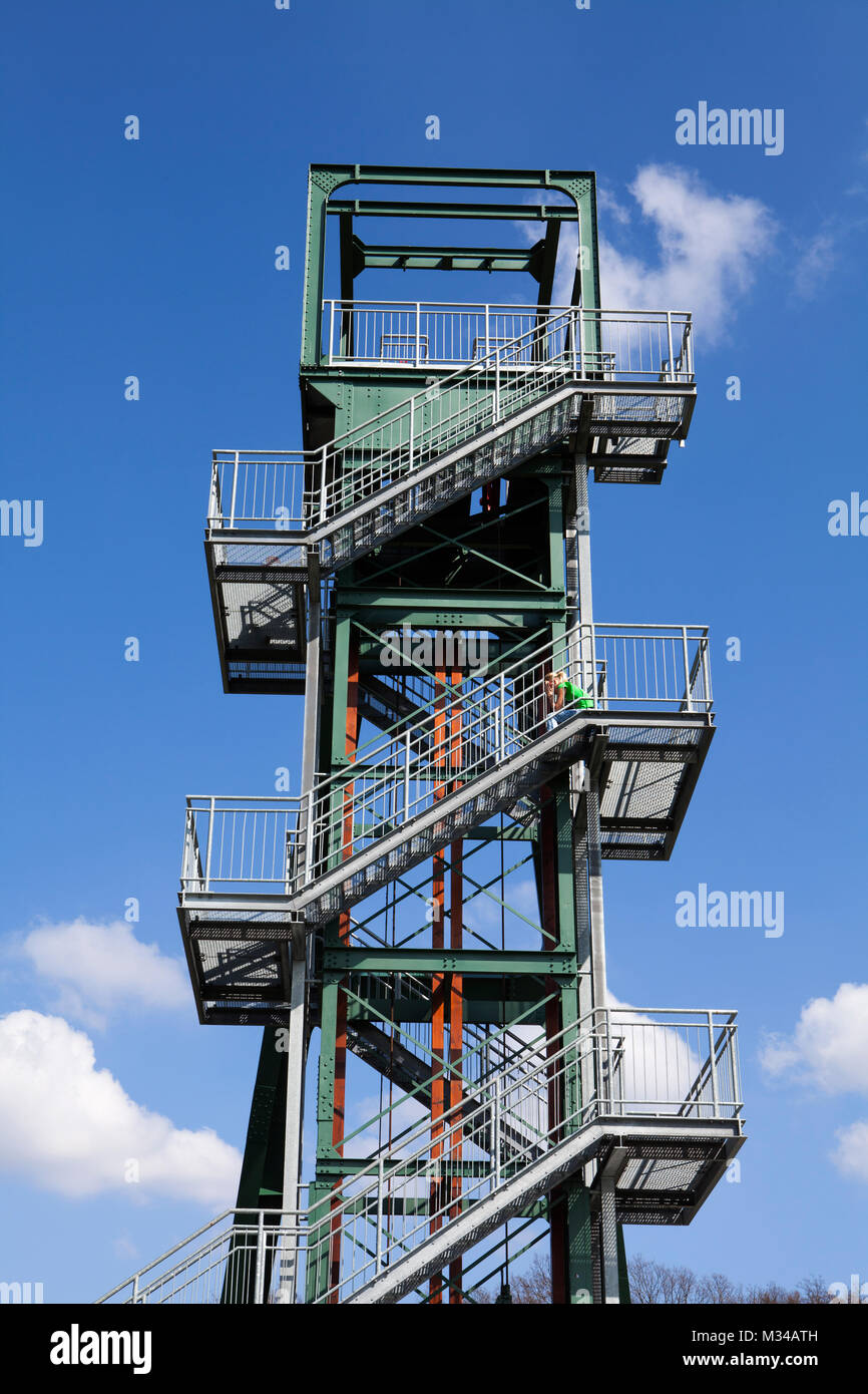 The Barbaraturm tower, historical shaft tower, Steinberger Höhe, Malberg, Rhineland-Palatinate, Germany Stock Photo