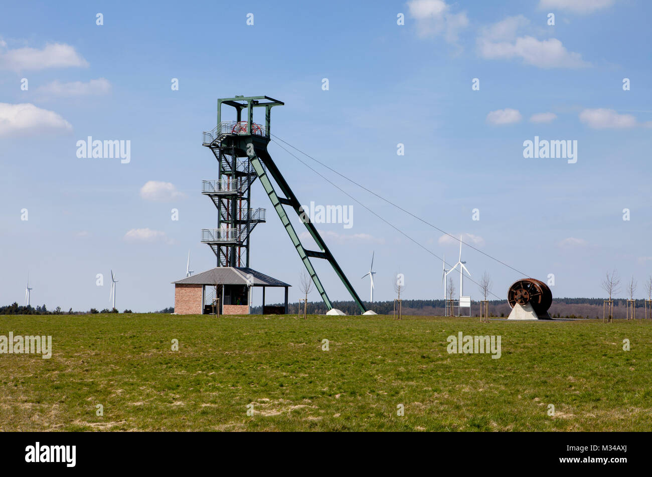 The Barbaraturm tower, historical shaft tower, Steinberger Höhe, Malberg, Rhineland-Palatinate, Germany Stock Photo