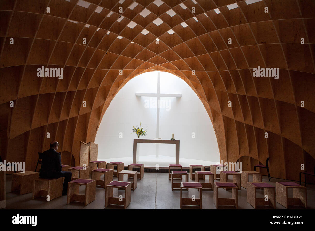 Interior view, Siegerland Motorway Church, A45 motorway, Wilnsdorf, North Rhine-Westphalia, Germany, Europe Stock Photo