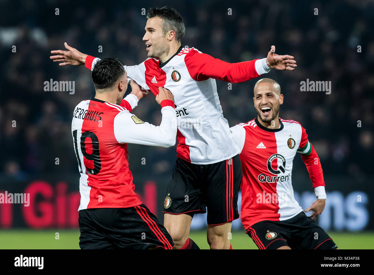 Rotterdam, Germany. 9th Feb, 2018. Robin van Persie scores for the first time since he's comeback to Feyenoord 14 years after he's last goal and played for Manchester United, Arsenal and Fenerbahce during the match Feyenoord - FC Groningen on 9th February 2018 Credit: mr3002/Alamy Live News Stock Photo