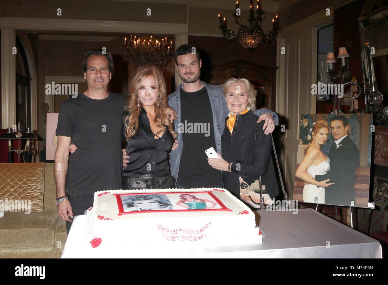 Ari Soffer, Tracey Bregman, Austin Recht, Suzanne Ll in attendance for Tracey Bregman 35th Anniversary on THE YOUNG AND THE RESTLESS, CBS TV City, Los Angeles, CA February 2, 2018. Photo By: Priscilla Grant/Everett Collection Stock Photo