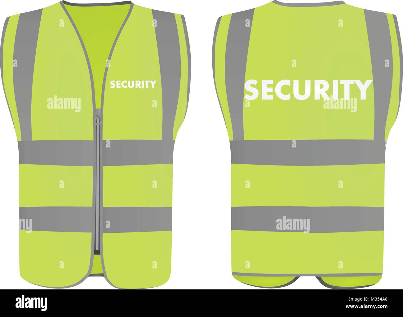 Security safety vest, front and back view Stock Vector
