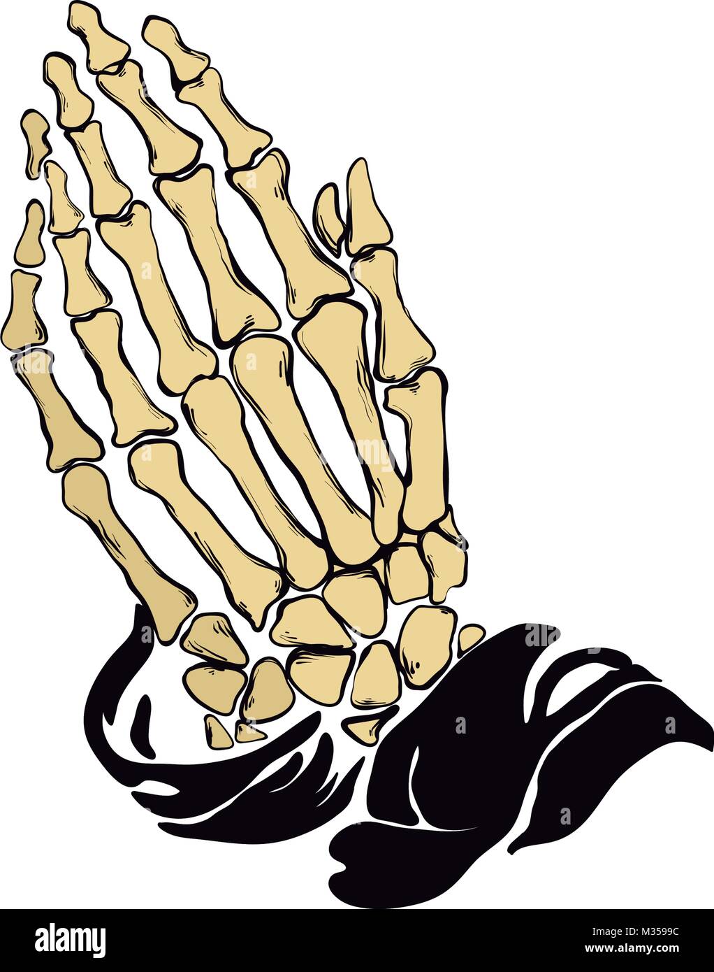 Vector illustration - Praying skeleton hands Stock Vector
