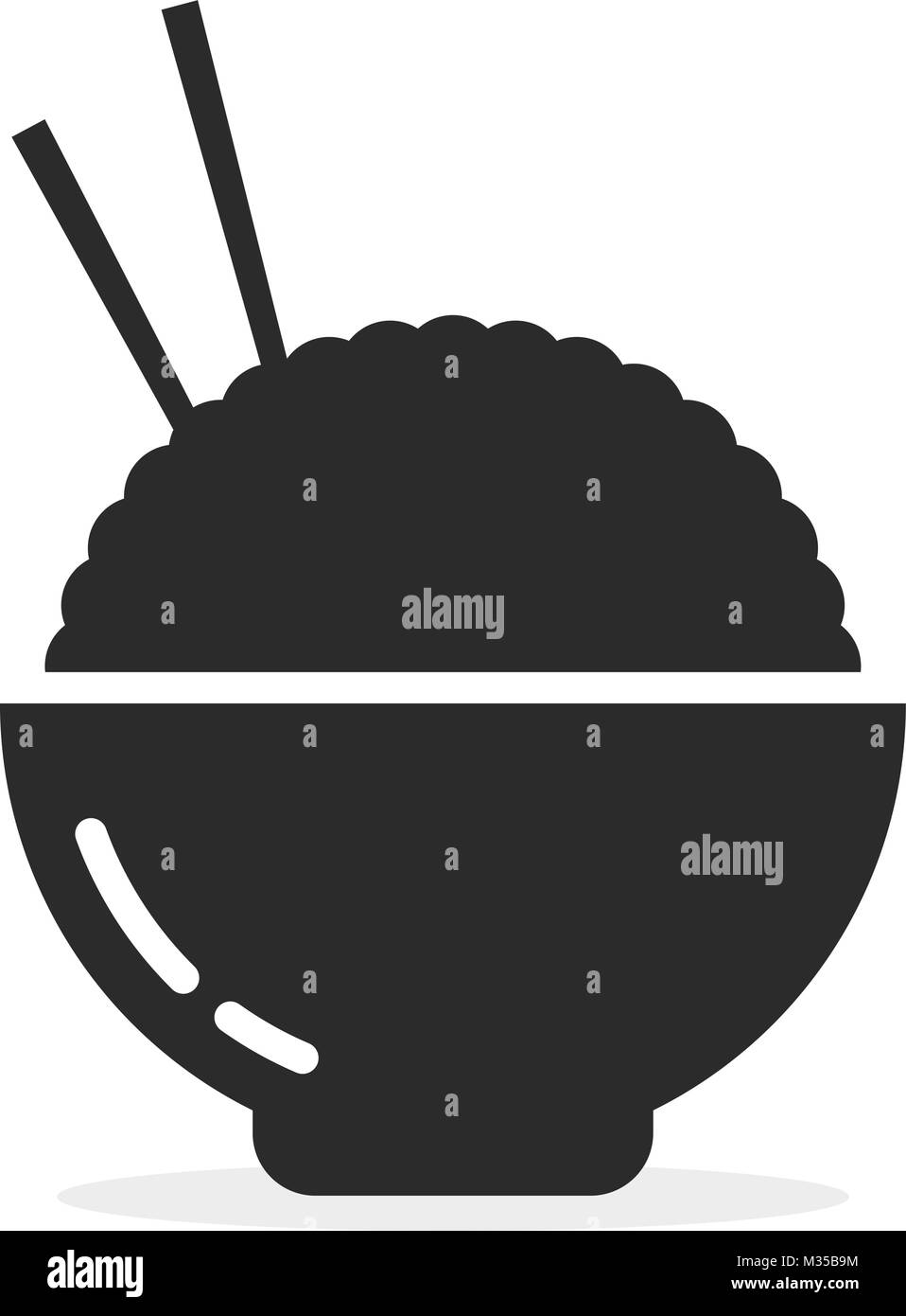asian food in black bowl Stock Vector