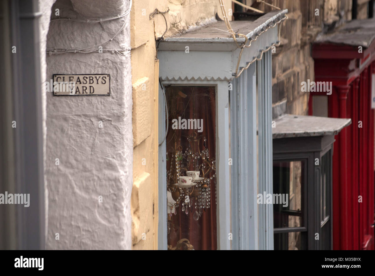 Cleasbys Yard street sign, Barnard Castle, County Durham Stock Photo
