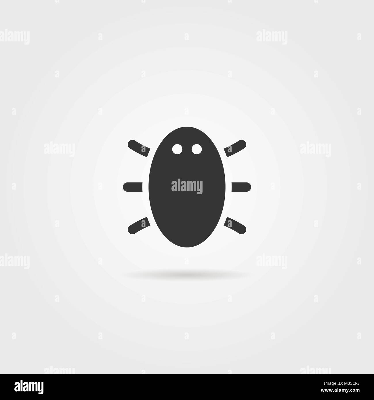 black bug icon with shadow Stock Vector