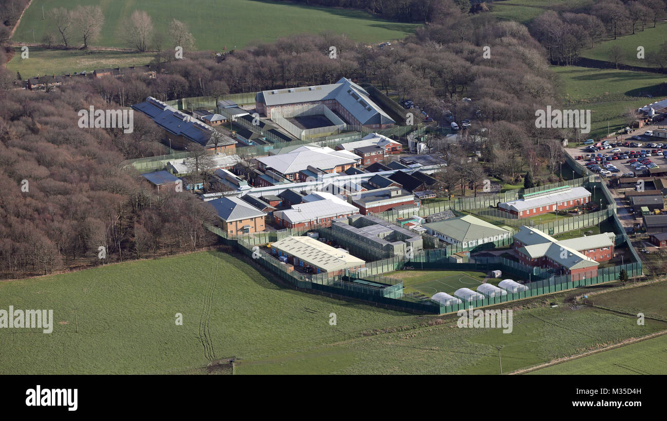 aerial view of HMP New Hall, Flockton, Wakefield, West Yorkshire, UK Stock Photo