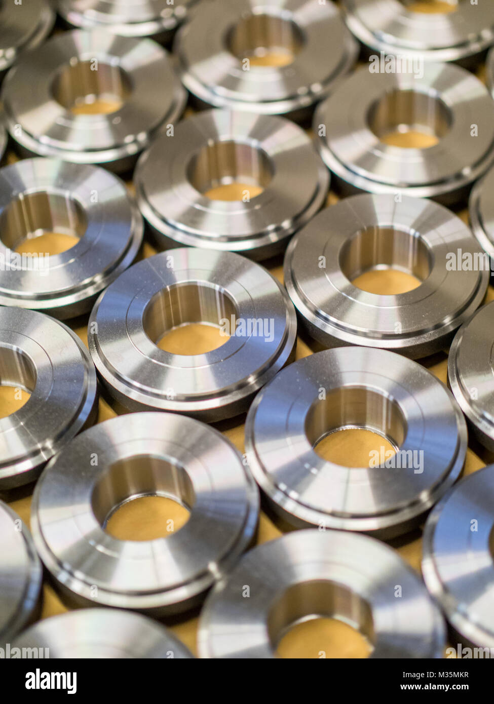 Steel rings for ball bearings, new from production Stock Photo