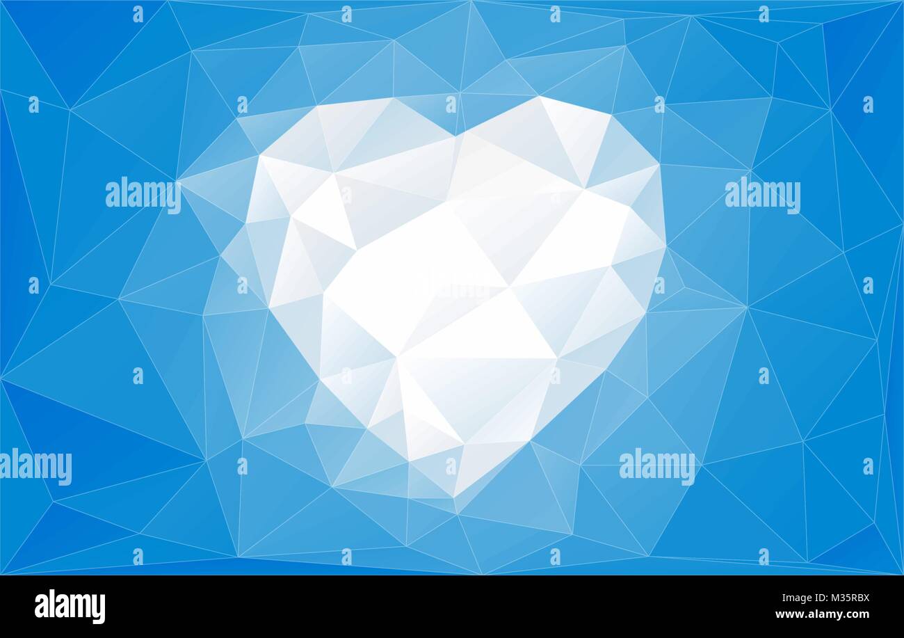 Heart and Abstract vector background with triangles Stock Vector