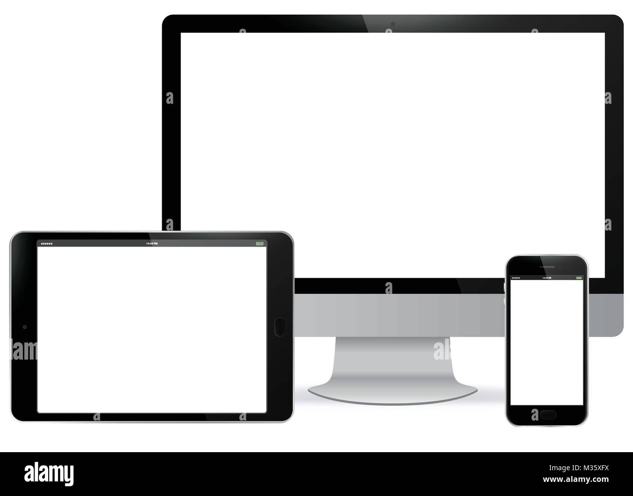 Computer Screen, Tablet PC, Mobile Phone Blank Screens Vector illustration. Stock Vector