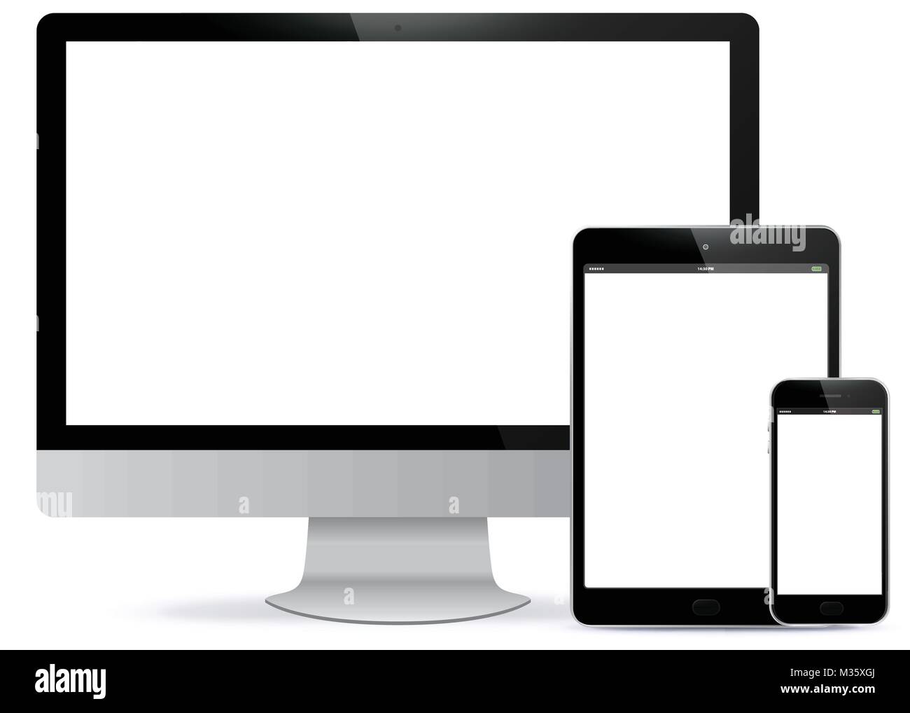 Computer Screen, Tablet PC, Mobile Phone Blank Screens Vector illustration. Stock Vector