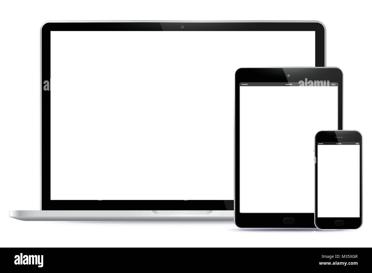 Desktop computer tablet smartphone Stock Vector Images - Alamy