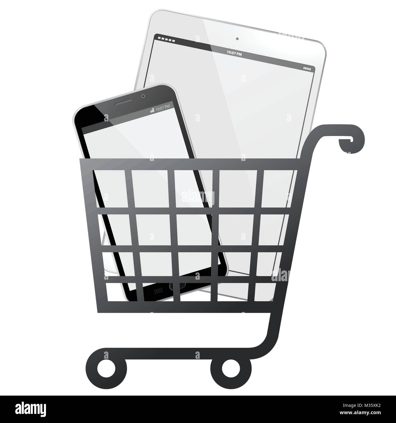 Mobile Devices with Shopping Cart Vector illustration Stock Vector