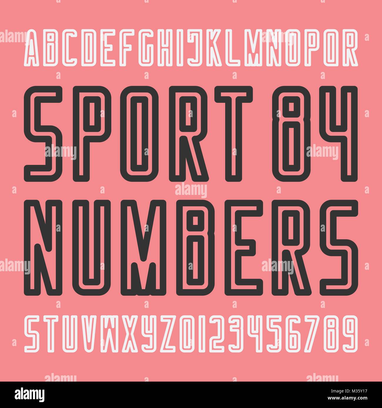 stylish sport team alphabet letters and numbers. vector, vintage font