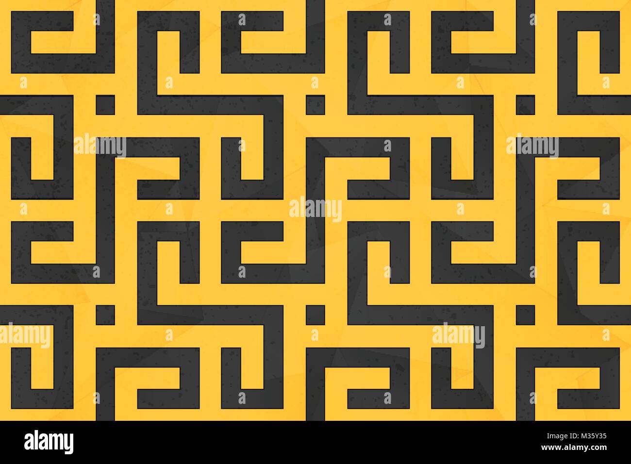 seamless pattern with black lines over yellow backdrop. vector ...
