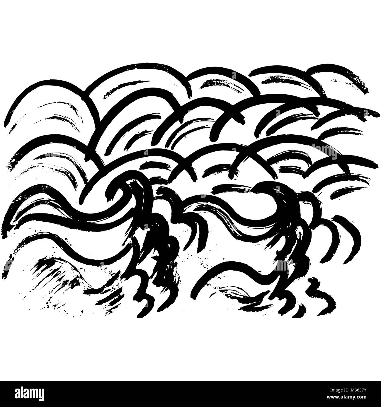 Black and white ocean wave drawing hires stock photography and images Alamy