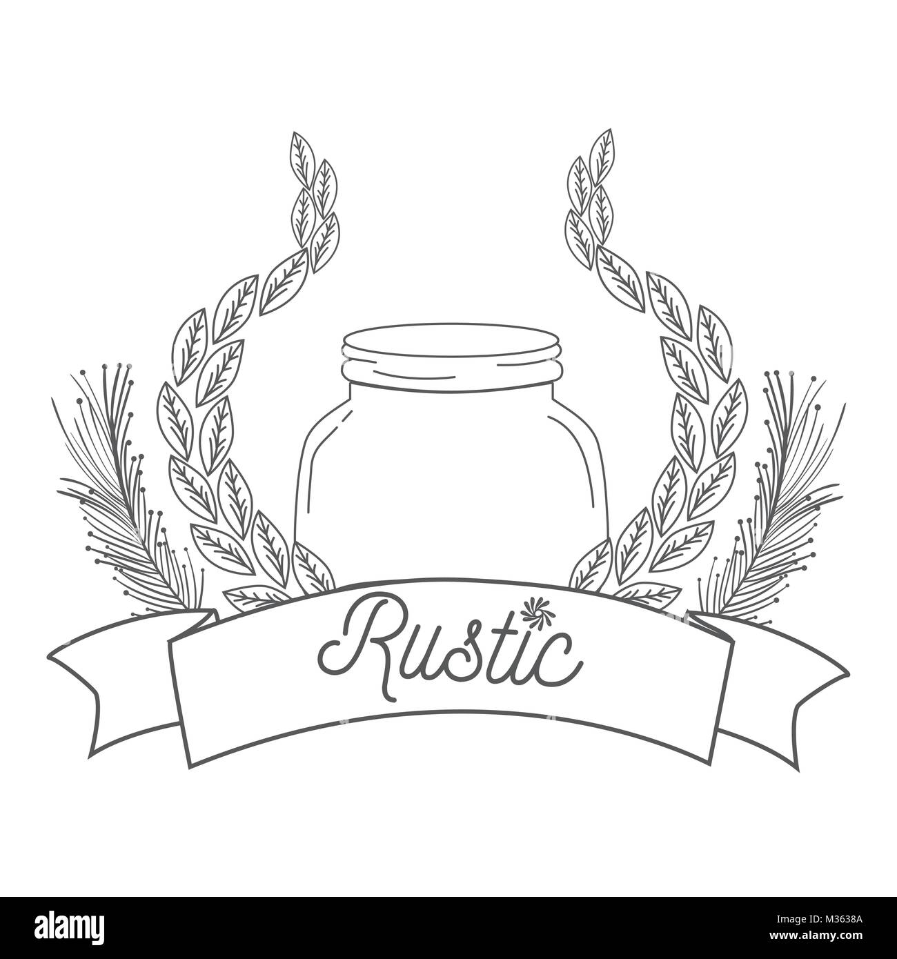 Rustic glass jar with leaves hand drawn Stock Vector Image & Art - Alamy