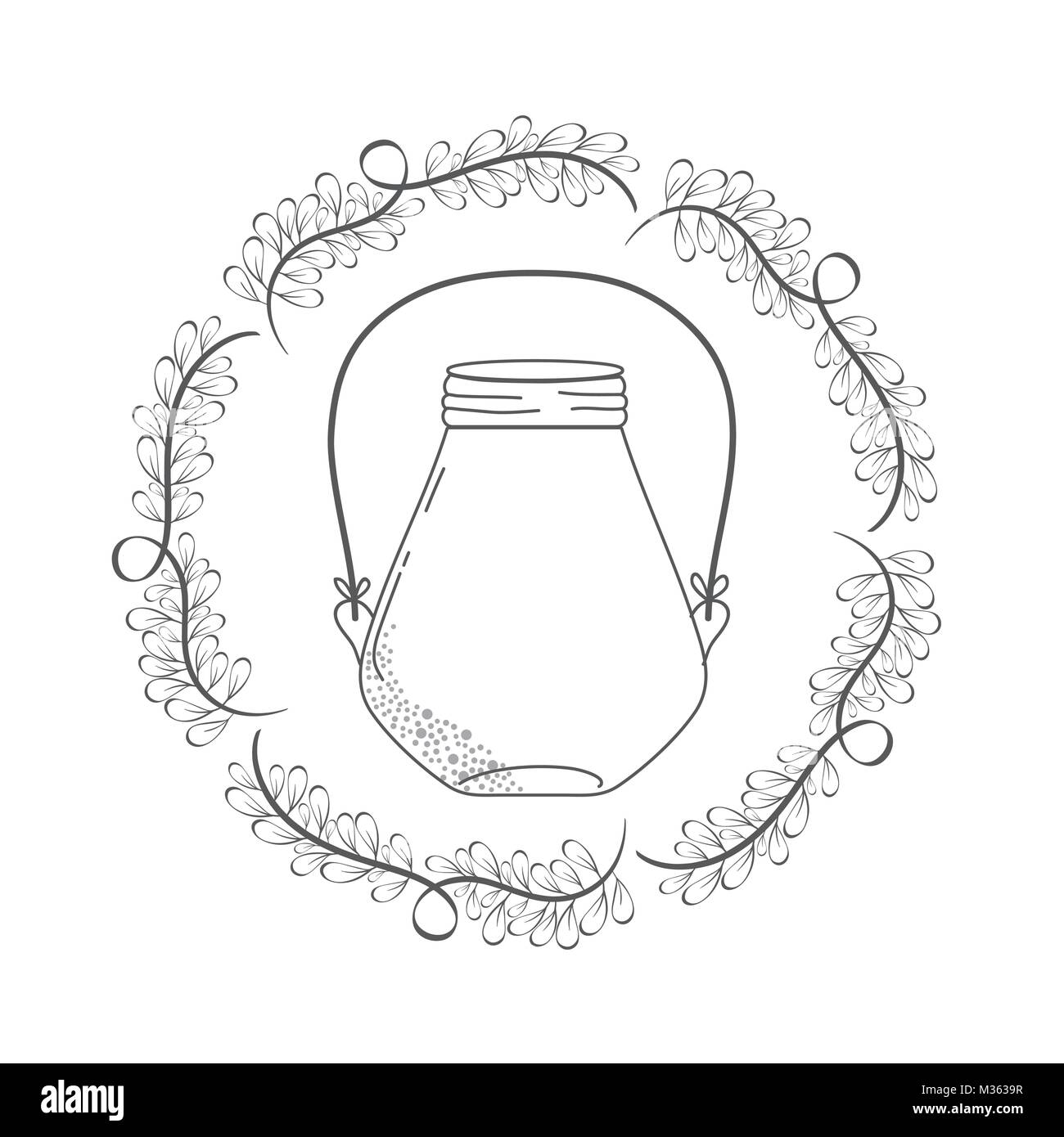 Rustic glass jar with leaves hand drawn Stock Vector Image & Art - Alamy