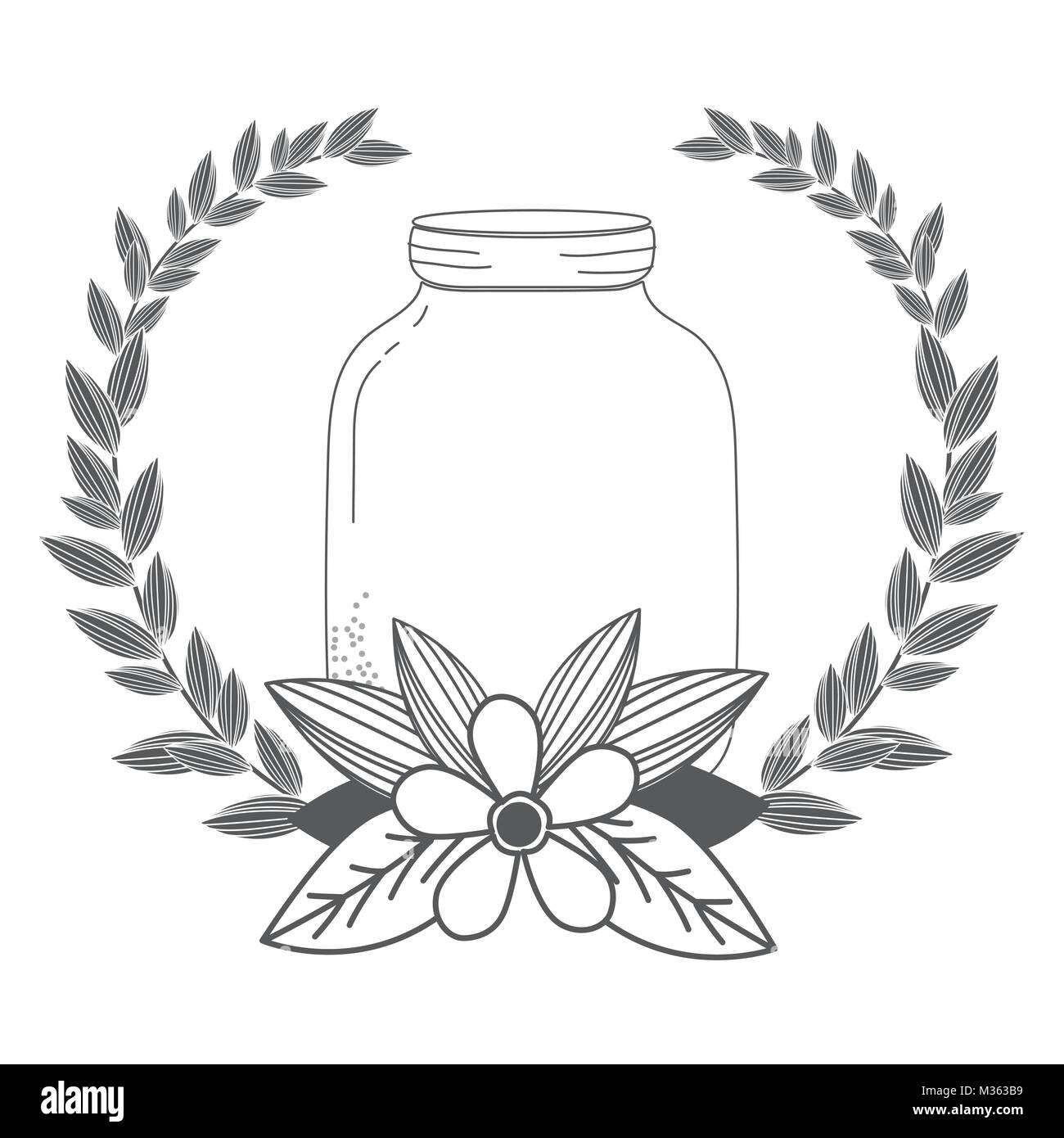 Rustic glass jar with leaves hand drawn Stock Vector Image & Art - Alamy